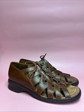 JB Lefebvre Brown Leather Fisherman lace up Sandals